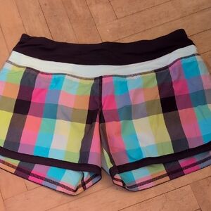 Lululemon Colorful Plaid Running Shorts Size 4